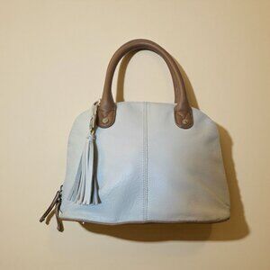 Tignanello Leather Dome Satchel Ivory Tassel Purse Medium